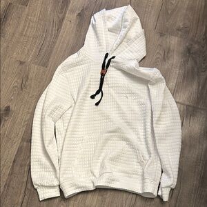 Men's White Quilted Hoodie